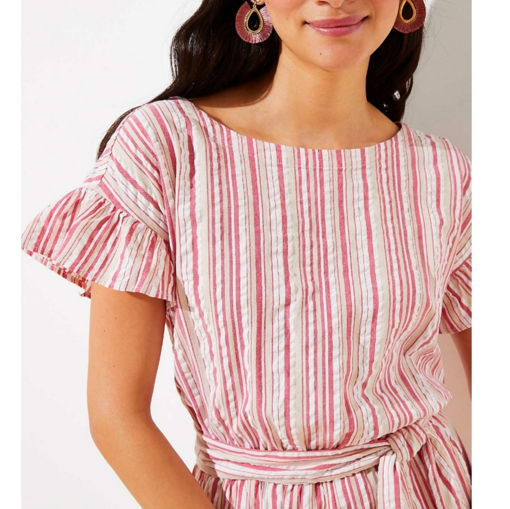 Loft Striped Ruffle Romper - Picture 2 of 5